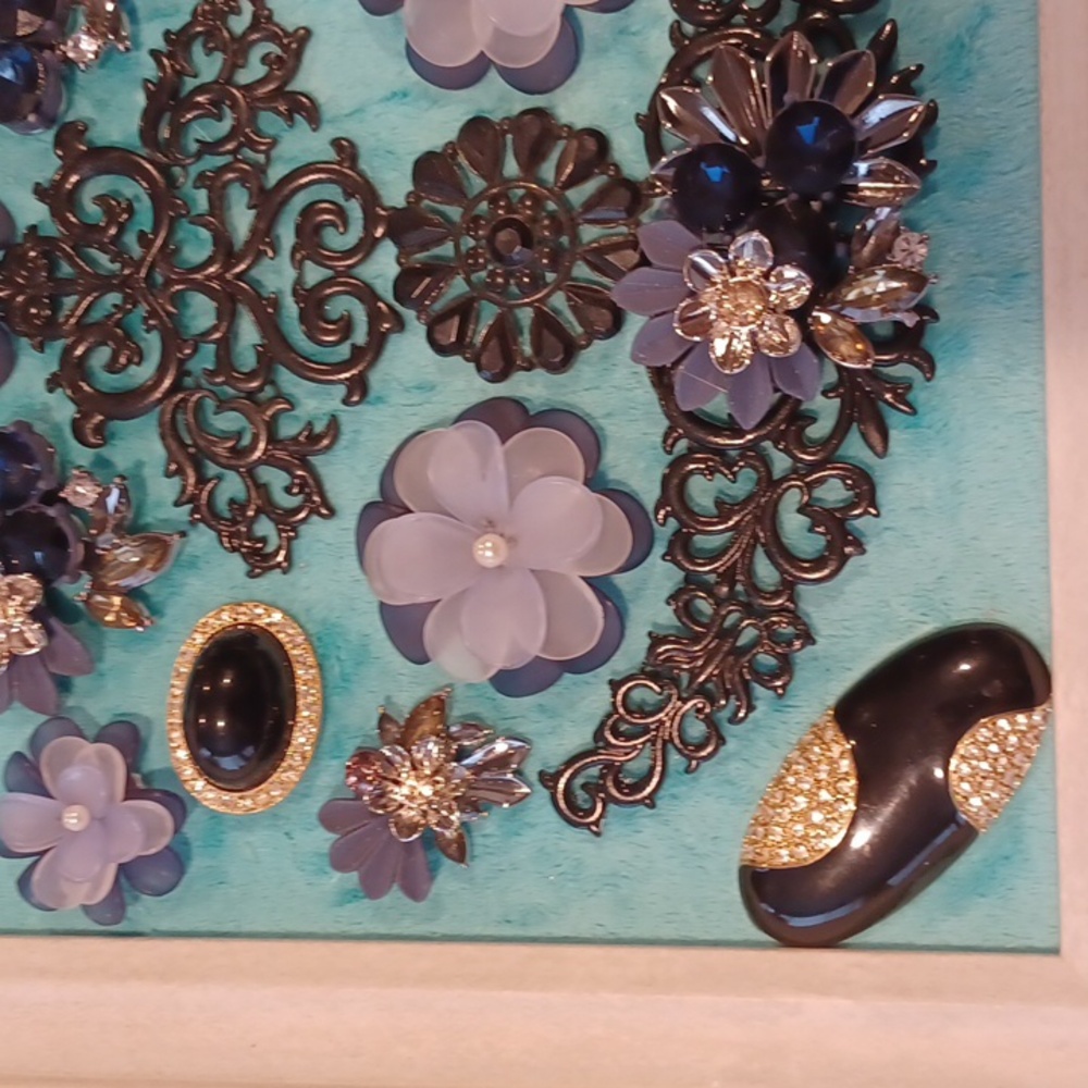Floral and Butterfly Picture Art in an Off White Frame - Picture 4 of 7